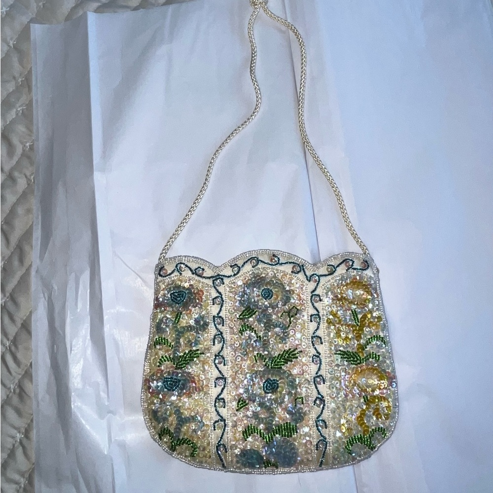 Embellished Franchi Courtney Floral Bead and Sequined Bag.